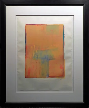 1990s Mark Dickson Mono Type Original Art on Paper Framed Hand Signed