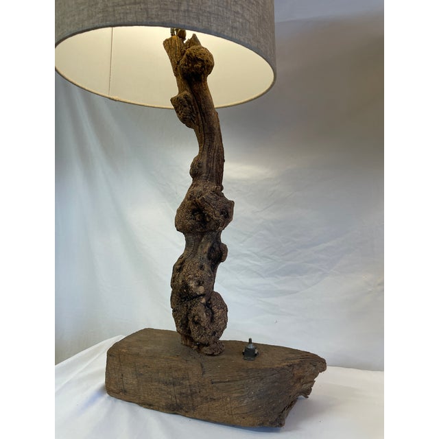Brown 1970s Pair Burl Wood Table Lamps For Sale - Image 8 of 9