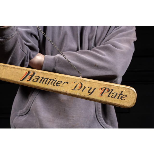 Antique Hammer Dry Plate Figural Wooden Advertising Sign For Sale - Image 4 of 8