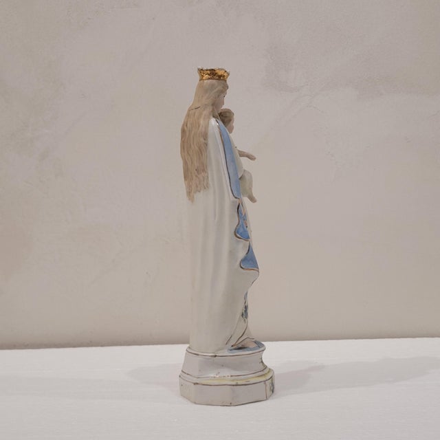 Biscuit Porcelain Virgin with Child Figure, Germany, 1920s For Sale - Image 4 of 17