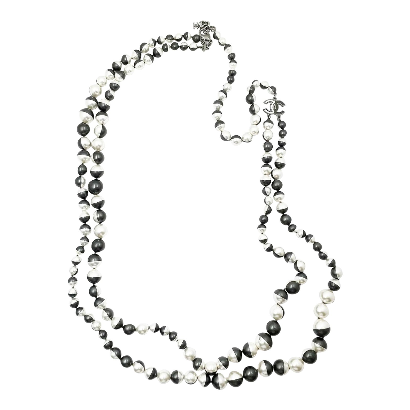 ★送料・関税込★BLACKPURPLE★HALF PEARL & CHAIN NECKLACE★ H12ccf051cd8a40aeb7c5c068c9ac7