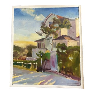 Sun-Dappled House on the Hill Oil Painting For Sale