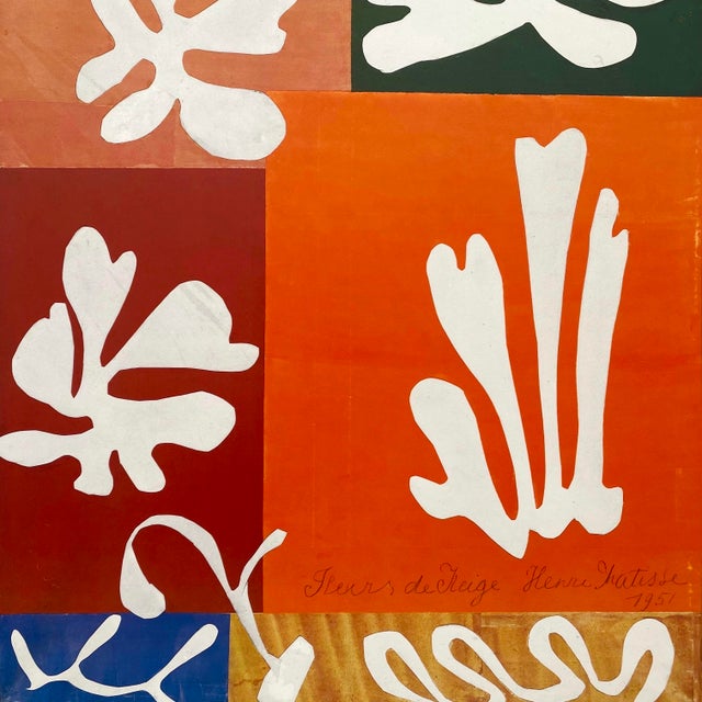 Henri Matisse Vintage 1989 Modernist Lithograph Print Framed Museum Poster " Snow Flowers " 1951 For Sale - Image 17 of 18