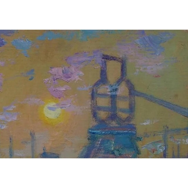Realism Industrial Landscape Oil Painting, Soviet Ukrainian Art, 1983 34,5-51 For Sale - Image 3 of 6