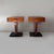 Italian Art Deco bedside tables in wood, 1930s Pair of bedside tables in wood. The rectangular top with rounded front...