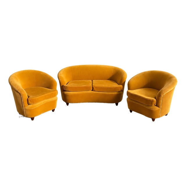 Vintage Lounge Chairs and Sofa, 1960s, Set of 3 For Sale