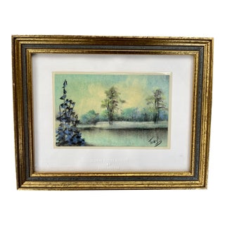 1970s Impressionist Style Landscape Pastel, Framed For Sale