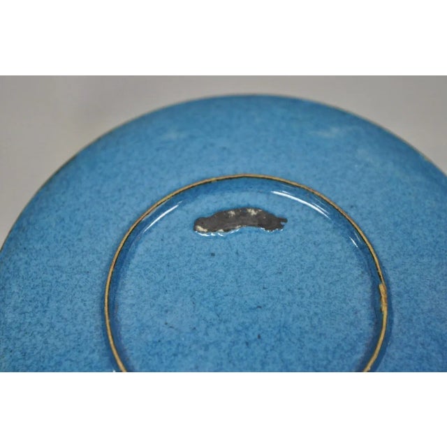 Metal Vintage Blue Brass Enamel Cloisonne Small Trinket Dishes- Set of 2 For Sale - Image 7 of 8