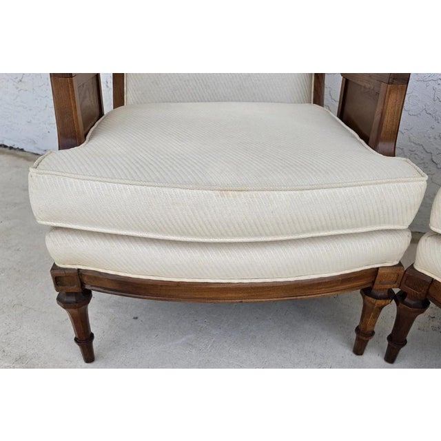Vintage 1960s Italian Hollywood Regency High Back Lounge Armchairs Pair For Sale - Image 14 of 17