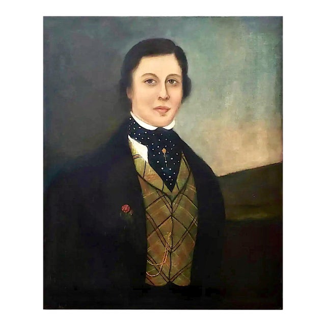 Early 19th-Century American Oil Portrait of a Handsome Young Man For Sale