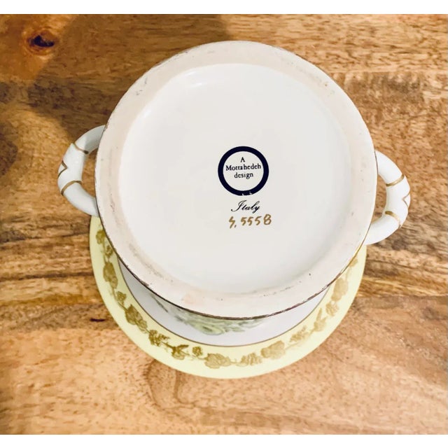 Mottahedeh Vintage Mottahedeh Gilt Vase With Floral and Grape Wine Gilt Decoration and Handles For Sale - Image 4 of 6