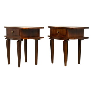 Pair of French Art Deco Rosewood Nightstands, 1930s For Sale