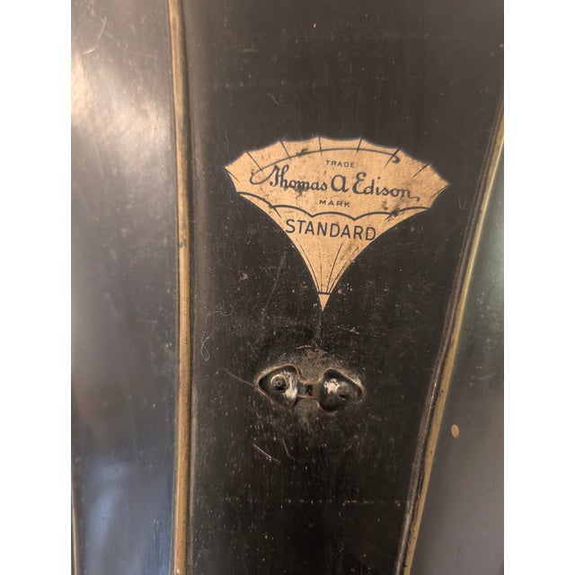 Antique Thomas Edison Phonograph With Black Horn and Music Cylinders For Sale - Image 15 of 18