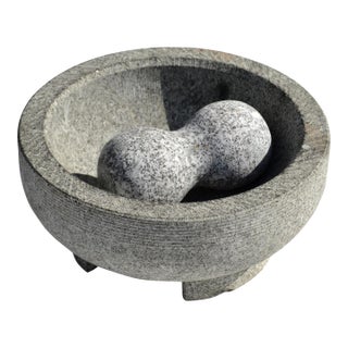 Vintage Ancient Art Granite Molcajete Spice Grinder 8-Inch Usa Imusa For Sale