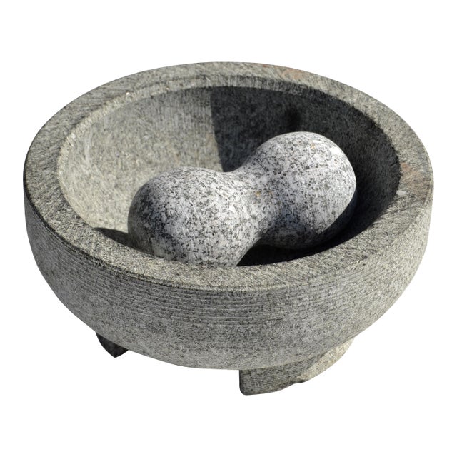 Vintage Ancient Art Granite Molcajete Spice Grinder 8-Inch Usa Imusa For Sale