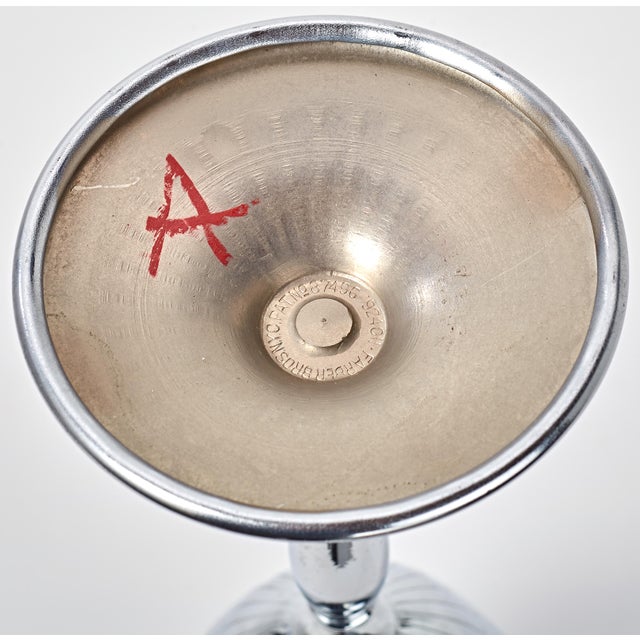 Art Deco 1930s Set of 5 Art Deco Krome Kraft Stemmed Glasses - Amethyst/Rose - By Farber Bros For Sale - Image 3 of 3