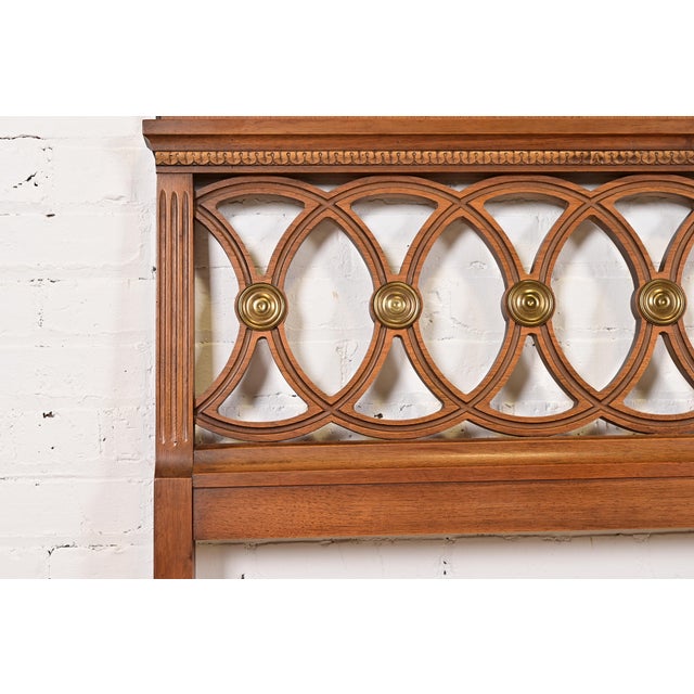 1960s Drexel Mid-Century French Regency Louis XVI Carved Walnut Twin Size Headboards, Pair For Sale - Image 5 of 9