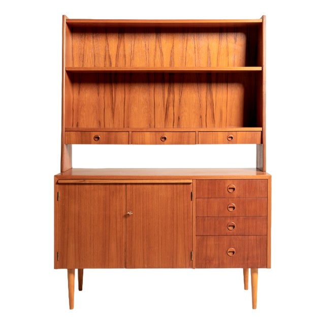 Swedish Teak Bookcase with Desk, 1960s For Sale