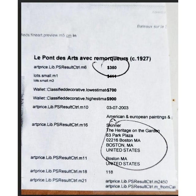 1920s Paul Signac the Pont Des Arts Impressionist Etching by Paul Signac 1927 Authenticated For Sale - Image 5 of 7