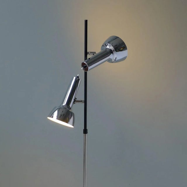Floor Lamp with Movable Chrome & Black Cylindrical Shades, 1960s For Sale - Image 10 of 11