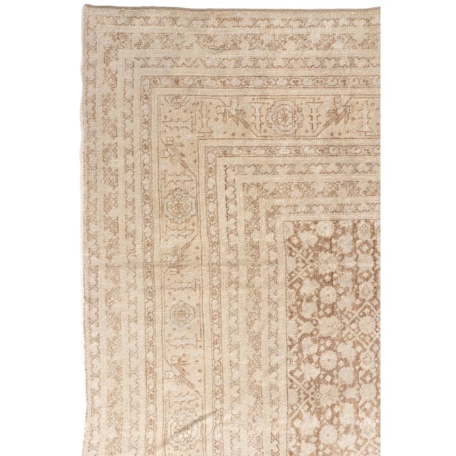 Traditional Antique Circa 1910 Hand Knotted Wool Rug, Taupe, 11ft X 14ft 10in For Sale - Image 3 of 10