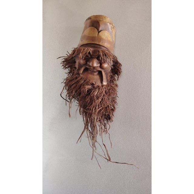 Maschera in bambù realizzata a mano in Giappone negli anni '70