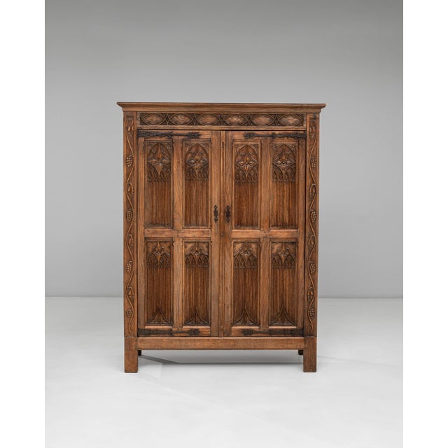 1920s French Gothic Oak Cabinet in Original Patina For Sale - Image 14 of 18