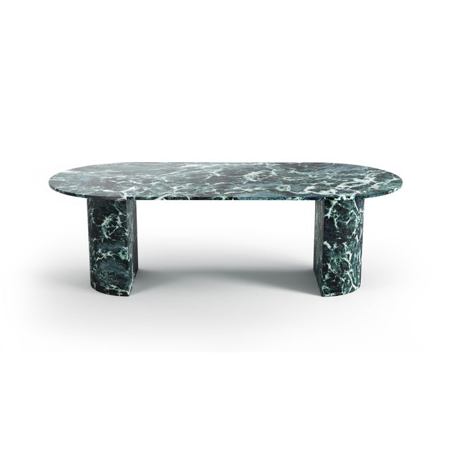 Contemporary Refleko Oblong Dining Table in Verde Alpi Marble by Stone Valley For Sale - Image 3 of 6