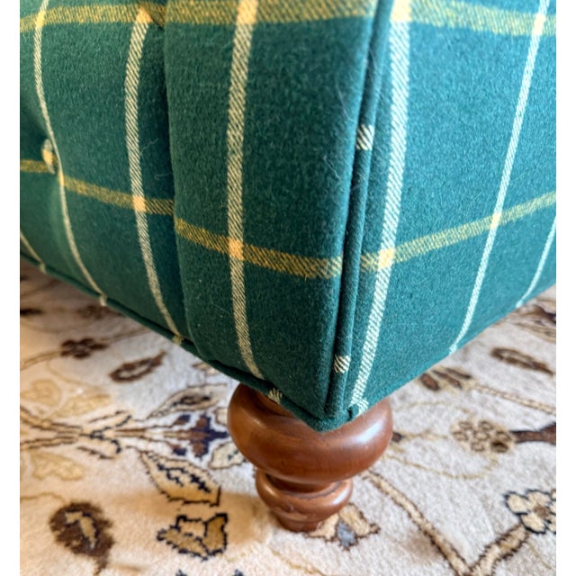 Wood Green Plaid Chesterfield Oversized Loveseat Sofa For Sale - Image 7 of 7