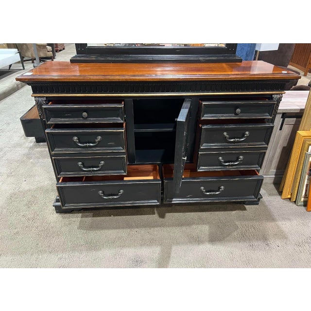 Early 21st Century Schnadig Oversized Ornate Dresser and Mirror Set For Sale - Image 5 of 6