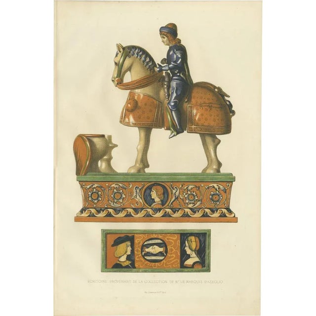 Mid 19th Century Delange Illustration of an Inkstand Decorated with Figures, 1869, Print For Sale - Image 5 of 5