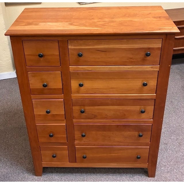 Vintage Amish Solid Cherry Tall Chest of Drawers c.1980 For Sale - Image 4 of 9