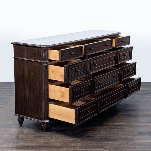 Traditional Millcreek Furniture 12-Drawer Dark Wood Dresser For Sale - Image 3 of 10