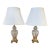 Vintage Pair Cut Crystal and Brass Table Lamps With Pleated Silk Shades For Sale