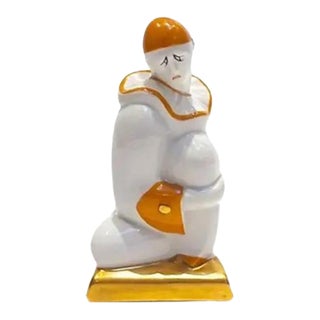 Vintage French Art Deco Porcelain Clown Lamp For Sale