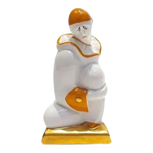 Vintage French Art Deco Porcelain Clown Lamp For Sale