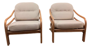 Set of Scandinavian Two Rattan Armchairs, 1970s