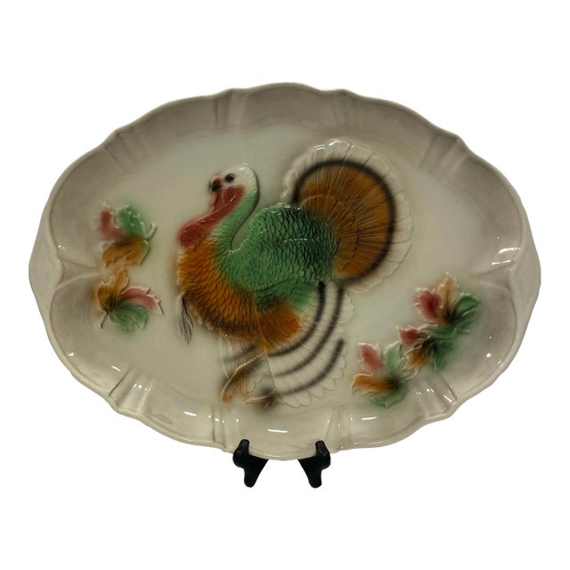 1958 Lane & Co. California Pottery Oversized Turkey Serving Platter For Sale