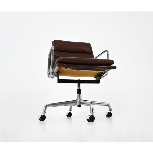 Tan Leather Soft Pad Chair attributed to Charles and Ray Eames for Herman Miller, 1970s For Sale - Image 8 of 13