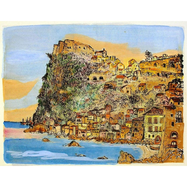 Country and coast: Scilla, Calabria, Italy. Etching and Watercolour (hand coloured) Very good conditions.