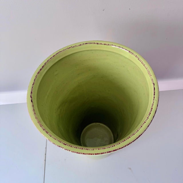 Ceramic Vietri Style Green Cone Vase For Sale - Image 7 of 8