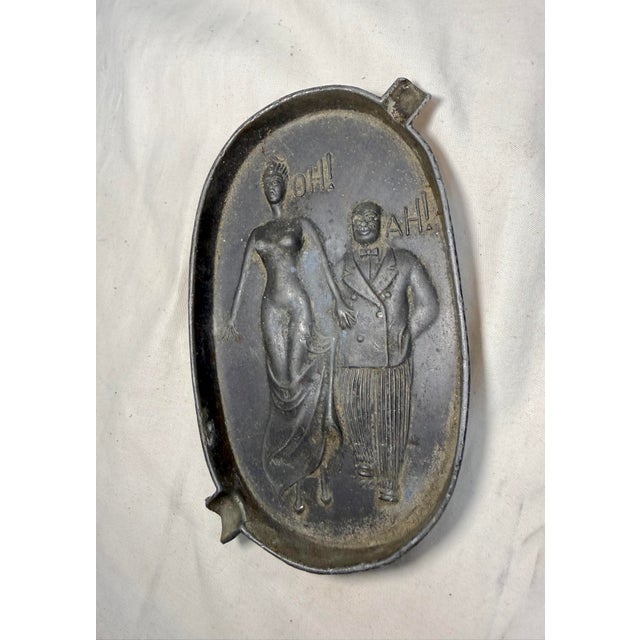 Vintage Naughty Risque Speakeasy Double Sided Figural Metal Ashtray For Sale In New York - Image 6 of 10