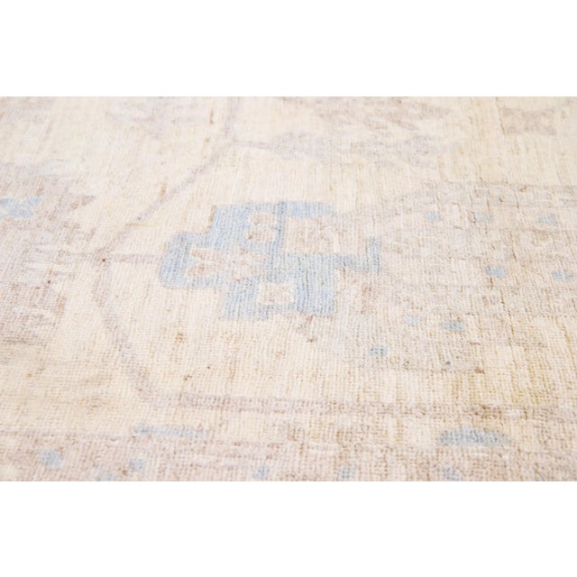 Modern Handmade Oushak Style Wool Rug With Beige Field For Sale In New York - Image 6 of 8