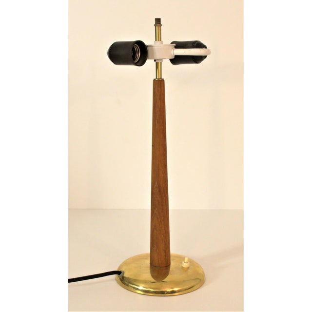 Brown Swedish Modern Brass and Teak Model 8441 Table Lamp by Boréns, 1940s For Sale - Image 8 of 13