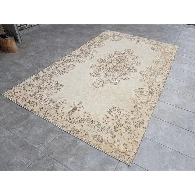 Beige 1960s Beige Handknotted Floor Wool Rug For Sale - Image 8 of 10