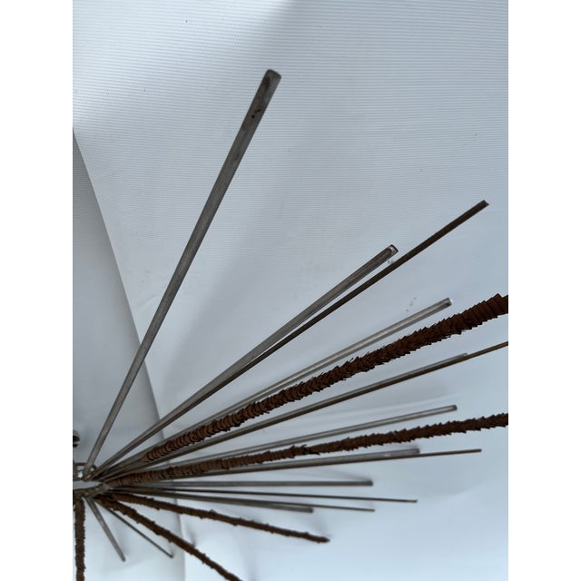 42” Vintage Metal Sunburst Wall Sculpture For Sale - Image 6 of 9