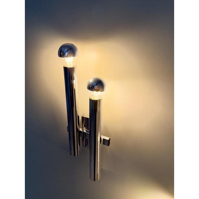 Mid-Century Italian Chrome Sconces attributed to Sciolari, 1970s, Set of 2 For Sale - Image 18 of 18