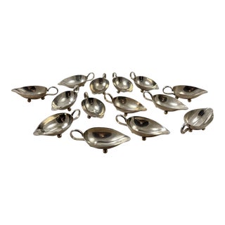 Mid-Century Modern Era Italian Silver Individual Buffet Au Jus Sauce Boat For Sale