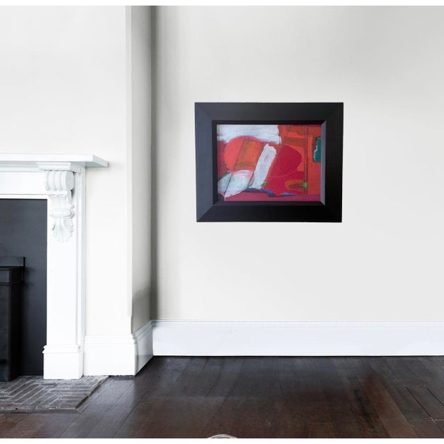 This handsome and elegant abstract acrylic painting on canvas in a new black frame, is by English artist Jean Masters. It...