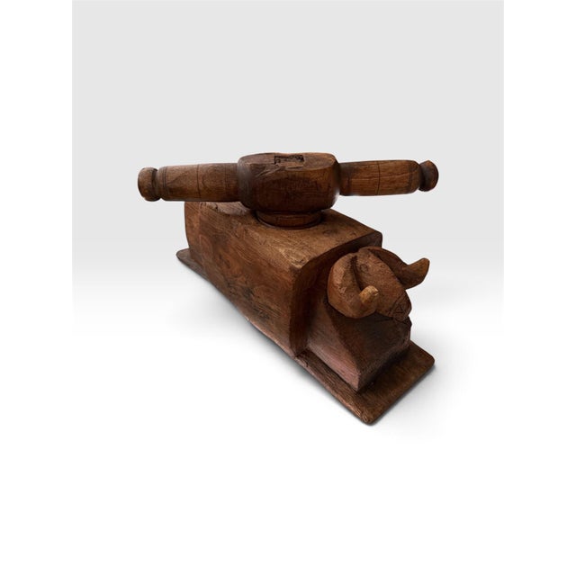 Folk Art Antique Primitive Hand-Carved Wooden Mortar & Pestle, 15” For Sale - Image 3 of 11